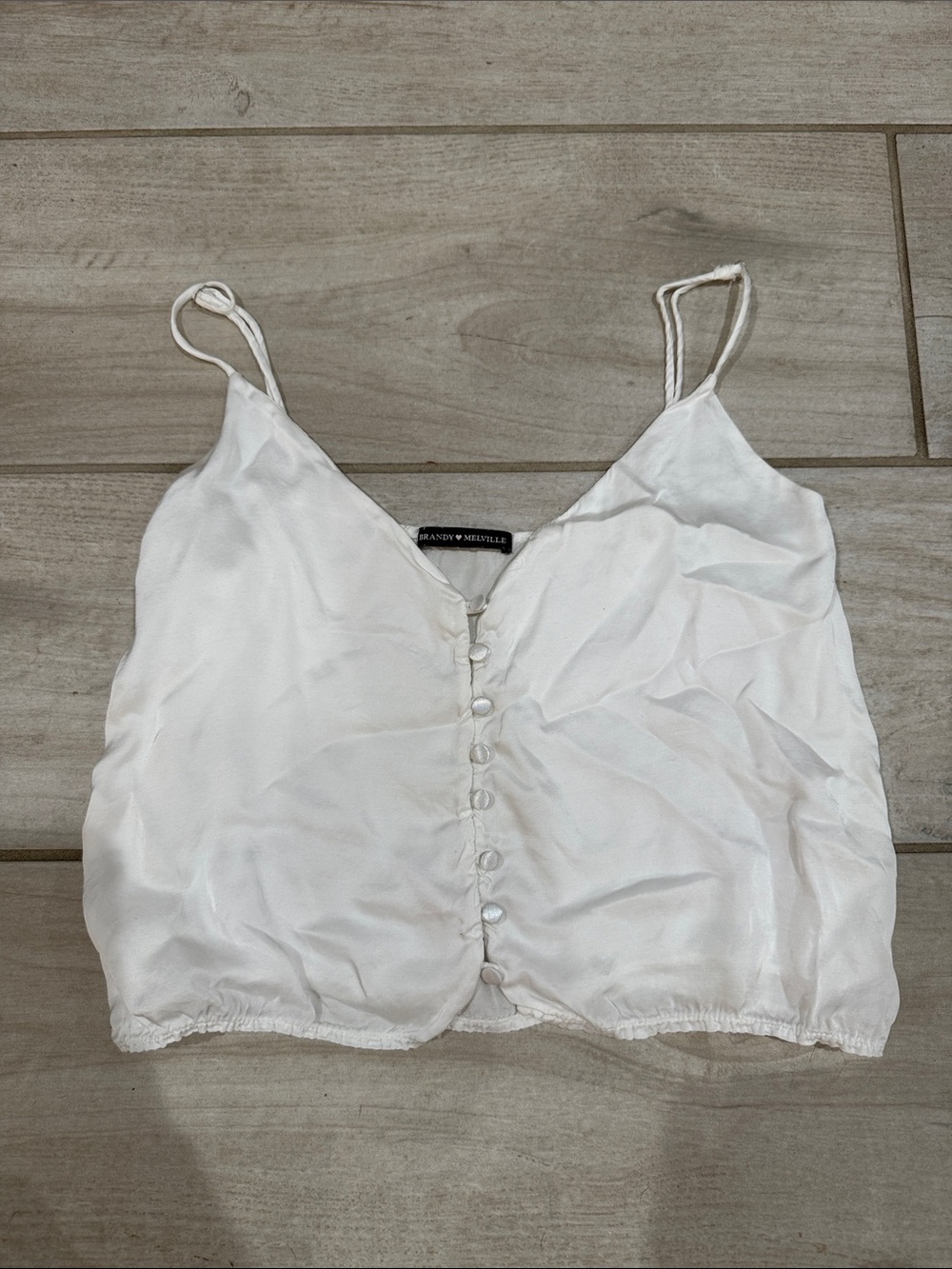 Brandy Melville White Satin Button-Front Cami